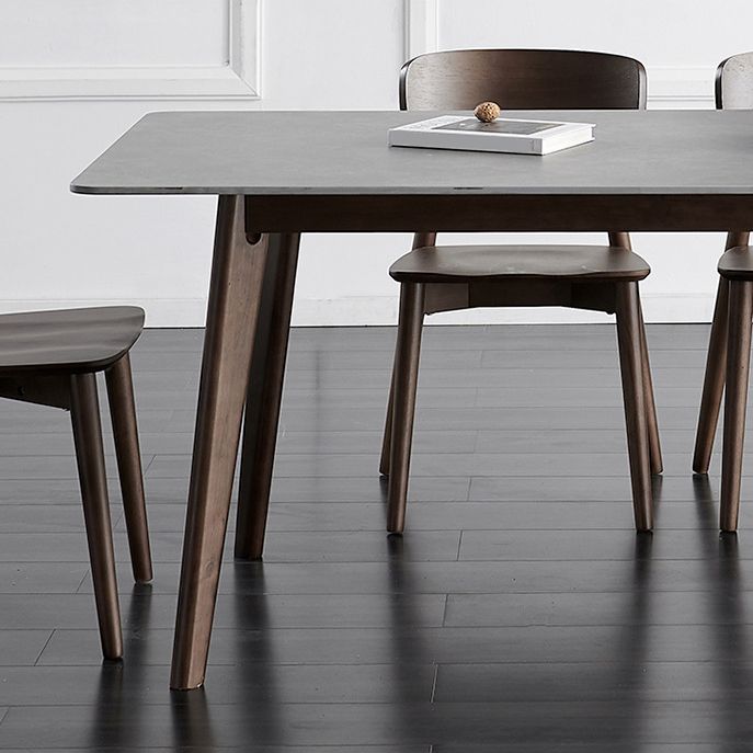 Brown Rectangular Sintered Stone Dining Table Modern Furniture with 4 Legs Wood Base Clearhalo 'Dining Tables & Seating' 'Dining Tables' 'dining_table' 'furn' 'furn_dining_table' 'Furniture' 'furniture_dining_table' 'Kitchen & Dining Furniture' 'kitchen' 'kitchen_dining_table' 1200x1200_4117ff5b-77a4-47fd-8971-25d542344a2e