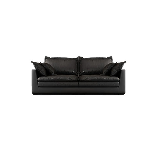 Black Stain Resistant Contemporary Faux Leather Square Arm Sofa with Bolster Pillows Clearhalo 'furn' 'furn_sofas' 'Furniture' 'furniture_sofas' 'kitchen' 'kitchen_sofas' 'Living Room Furniture' 'Sofa' 'sofas' 1200x1200_41184b1e-8f06-4582-835b-30c19d79068f