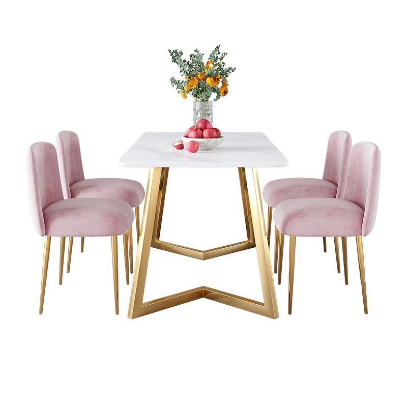 Glam Iron Dinette Set 1/2/5 Pieces Rectangle White Sintered Stone Top Dining Table Set Clearhalo 'Dining Room Sets' 'Dining Tables & Seating' 'dining_room_set' 'furn' 'furn_dining_room_set' 'Furniture' 'furniture_dining_room_set' 'Kitchen & Dining Furniture' 1200x1200_41199e19-6ba4-447d-a796-58ab0d1c8db5