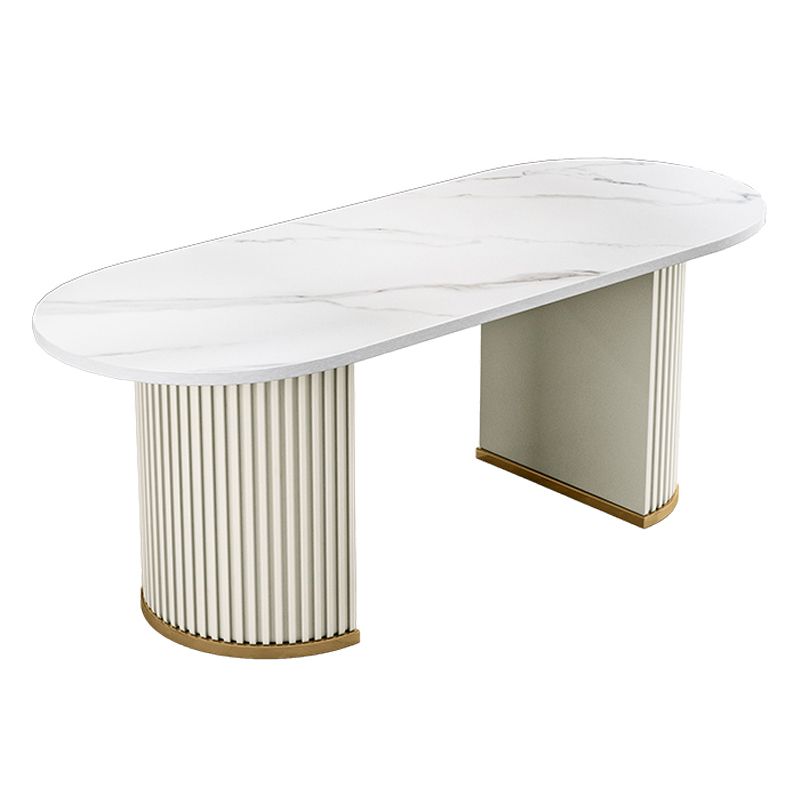 Contemporary Oval Dining Table Sintered Stone Dining Table with Double Pedestal Clearhalo ' dining_table' 'Dining Tables & Seating' 'Dining Tables' 'furn' 'furn_dining_table' 'Furniture' 'furniture_dining_table' 'Kitchen & Dining Furniture' 'kitchen&dining_furn' 'kitchen' 'kitchen_dining_table' 1200x1200_411b10b5-cf22-467f-94cd-f483194a4505