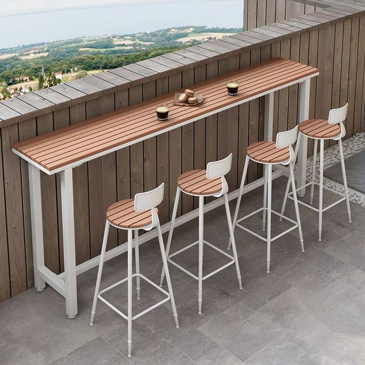 Artificial Wood Bar Dining Table Modern Rectangle Bar Table with Trestle for Balcony Clearhalo 'Bar Furniture' 'Bar Tables' 'bar_tables' 'furn' 'furn_bar_tables' 'Furniture' 'Kitchen & Dining Furniture' 1200x1200_411d09f3-0fb3-437e-afb2-67e7ab4ceb94