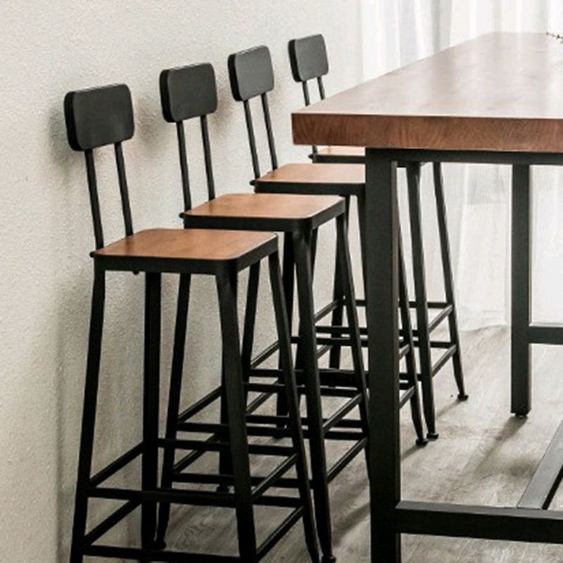 Armless Dining Stools Contemporary Bar Stools with Black Metal Base