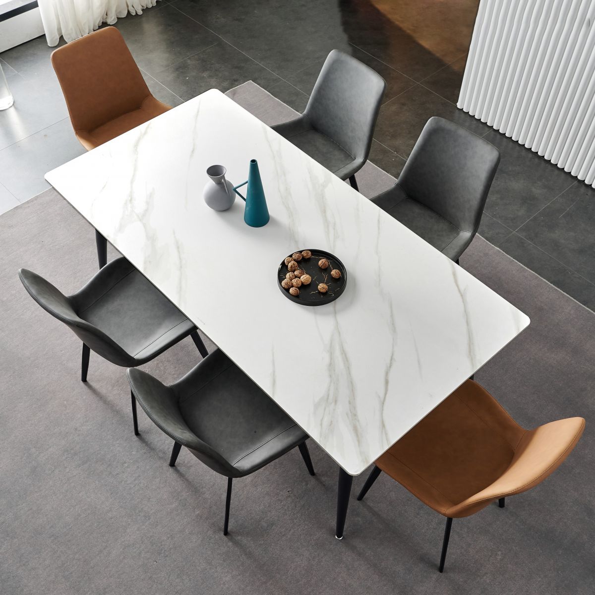Contemporary Rectangle 4-foot Home Furniture Stone Dining Room Collection Clearhalo ' dining_table' 'Dining Tables & Seating' 'Dining Tables' 'furn' 'furn_dining_table' 'Furniture' 'furniture_dining_table' 'Kitchen & Dining Furniture' 'kitchen&dining_furn' 'kitchen' 'kitchen_dining_table' 1200x1200_411e4ab2-eba3-4dee-a924-90769368173a
