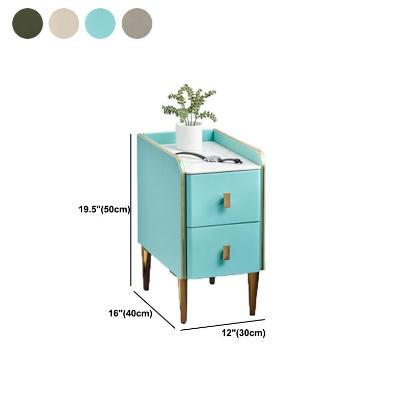 Stone Top Glam Bed Nightsand Stand Night-Artwer 20 pulgadas de madera sólida de madera sólida con piernas