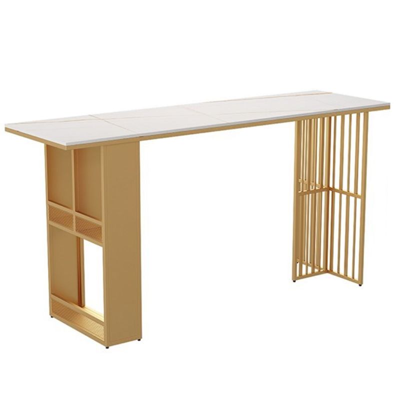 Tavolo da pranzo in pietra barla glam tavolo da bar rettangolo con doppio piedistallo per soggiorno