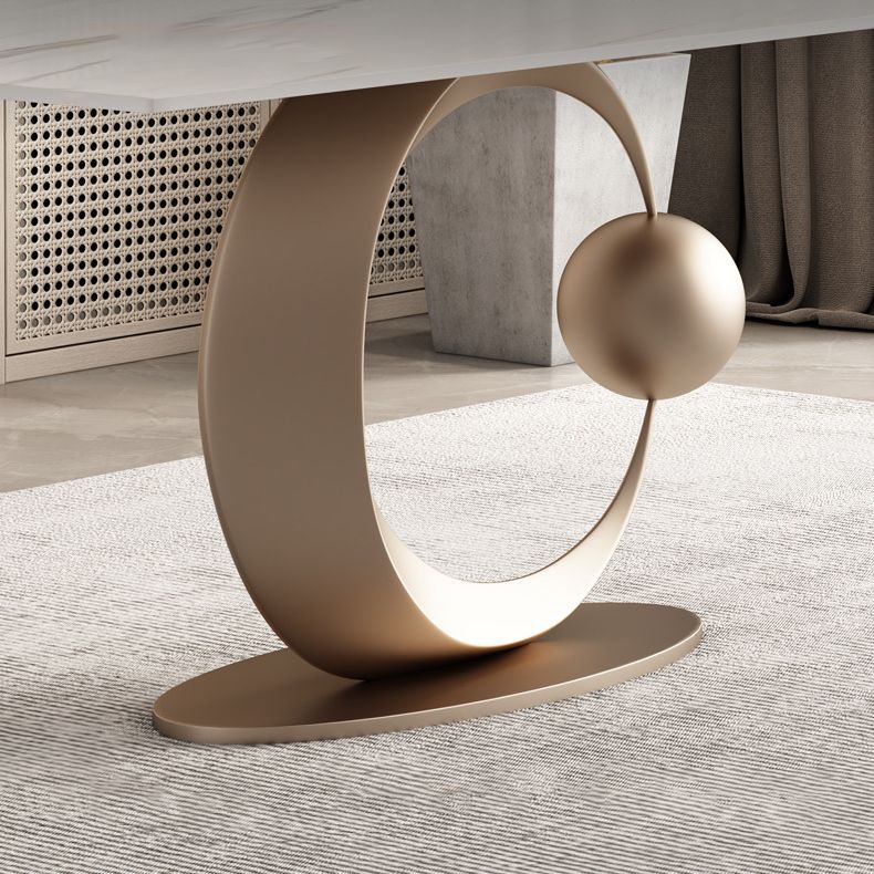 Juego de comedor Glam de piedra sinterizada, rectangular, 1/3/4/6/7 piezas, con base de pedestal