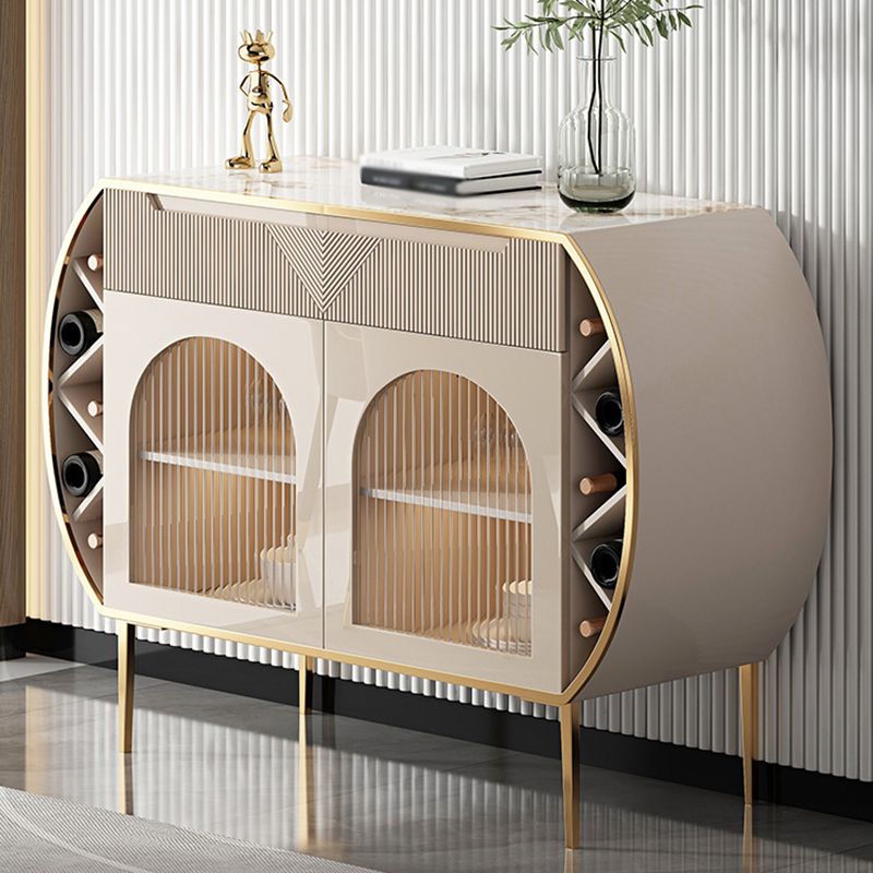 Sideboard in legno ingegnerizzato a 2 cassetto credenza in pietra bianca glam con lampada per soggiorno