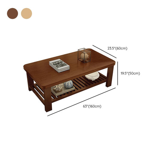 モダンな24.8 "H長方形の固形材4脚のコーヒーテーブルと棚付き