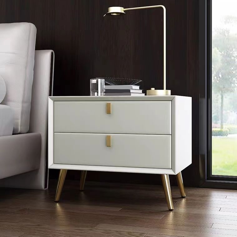 Modern Bedside Night Table Stone Top Nightstand with 2-drawers Clearhalo 'Bedroom Furniture' 'furn' 'furn_night_stand' 'Furniture' 'night_stand' 'Nightstands' 1200x1200_4126a0cb-2c07-47e5-947c-a2ff15bb21e3