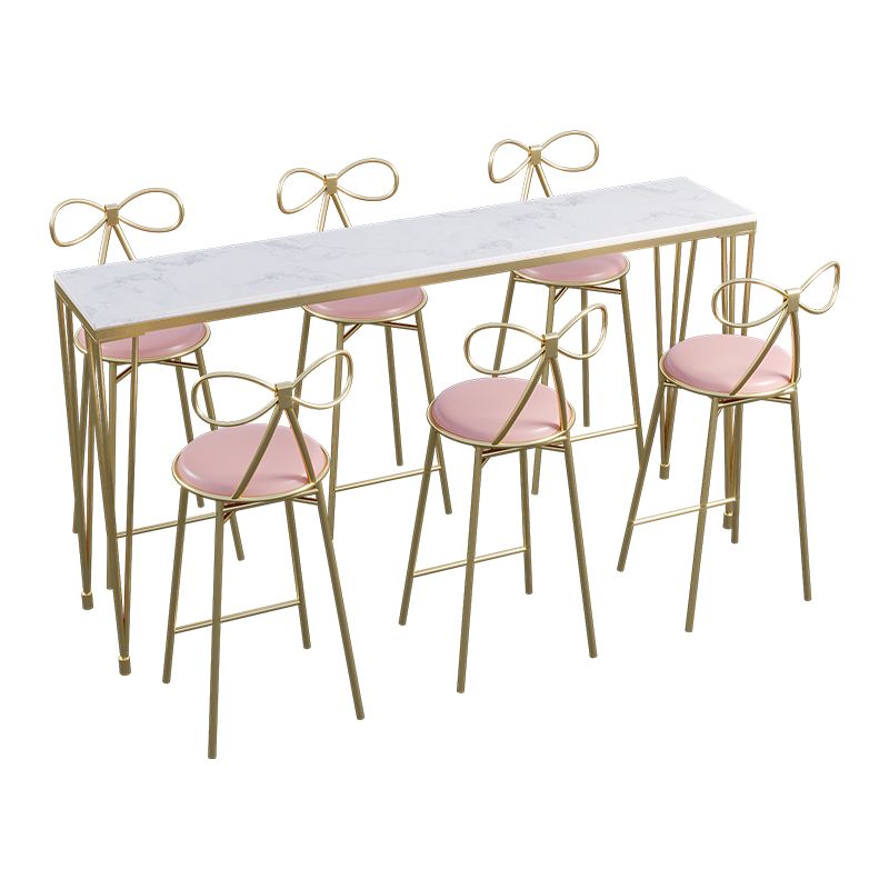 Glam Style White Table in Iron Top and Faux Marble Milk Tea Shop Bar Table Clearhalo 'Bar Furniture' 'Bar Tables' 'bar_tables' 'furn' 'furn_bar_tables' 'Furniture' 'furniture_bar_tables' 'Kitchen & Dining Furniture' 'kitchen&dining_furn' 'kitchen' 1200x1200_41280a4c-6893-49a4-8a71-bf21223eb0b9