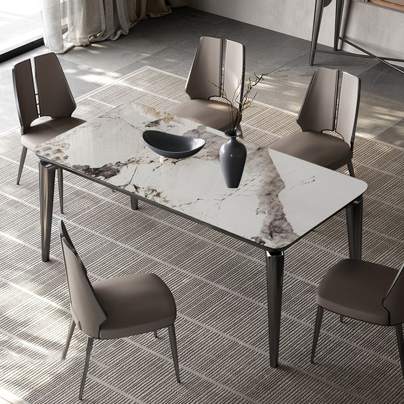 Designer Style Sintered Stone Dining Set Rectangle 1/3/4/6 Pieces Dining Room Table Set Clearhalo 'Dining Room Sets' 'Dining Tables & Seating' 'dining_room_set' 'furn' 'furn_dining_room_set' 'Furniture' 'Kitchen & Dining Furniture' 1200x1200_41283a9d-4d78-4408-b9ab-b7cc0801b49c