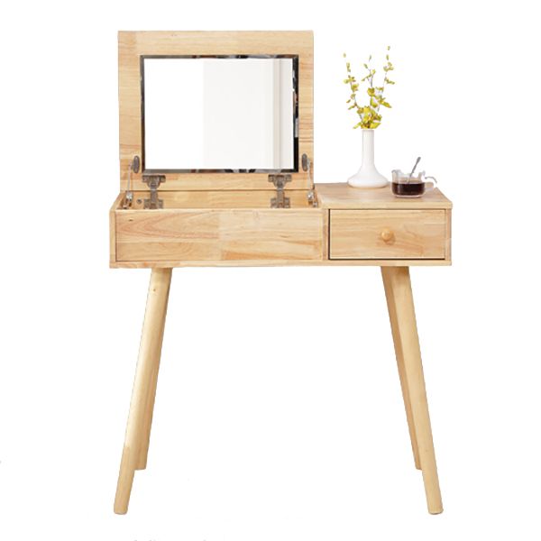 Solid Wood Vanity Dressing Table Scandinavian Flip-Top Mirror Vanity Desk