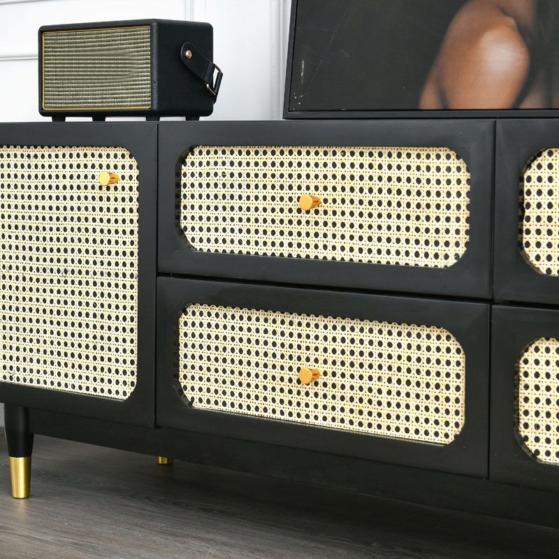 Console traditionnelle de stand de télévision noire