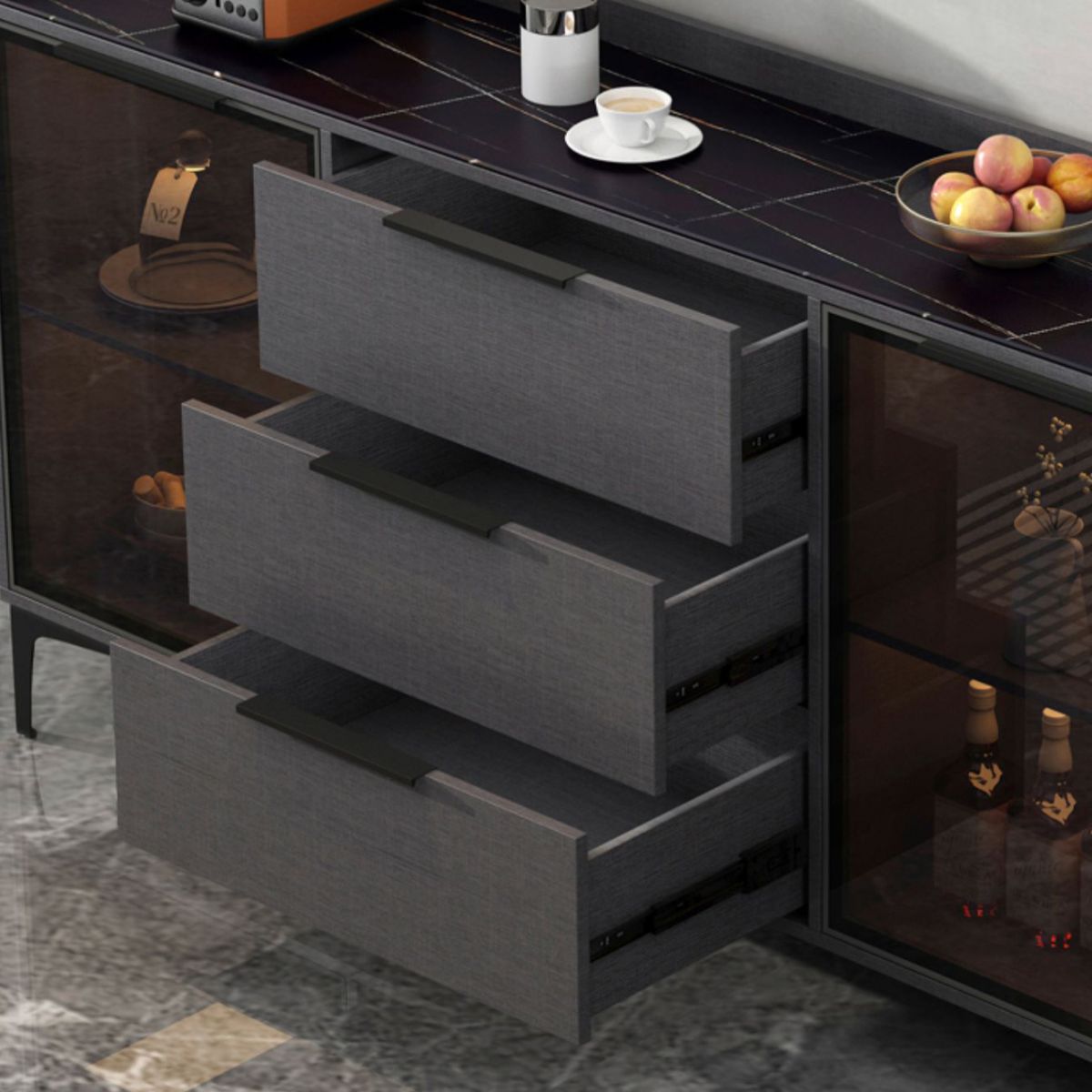 Siete sideboard di pietra sinterizzata in stile moderno con cassetti per soggiorno