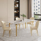 Glam Style Dinner Table Rectangle Stone Dining Room Table in White Clearhalo 'Dining Tables & Seating' 'Dining Tables' 'dining_table' 'furn' 'furn_dining_table' 'Furniture' 'Kitchen & Dining Furniture' 1200x1200_413135e7-dbdb-4435-85c5-39308d643655