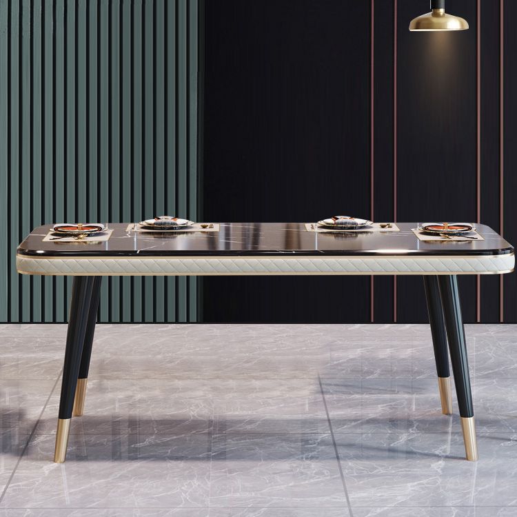 Dining Room Set Contemporary Marble Rectangle Table Black Dining Set with 4 Legs Base Clearhalo 'Dining Room Sets' 'Dining Tables & Seating' 'dining_room_set' 'furn' 'furn_dining_room_set' 'Furniture' 'furniture_dining_room_set' 'Kitchen & Dining Furniture' 'kitchen&dining_furn' 'kitchen' 1200x1200_4131e5f9-b3a0-48a3-ab2d-e8ee78f97979