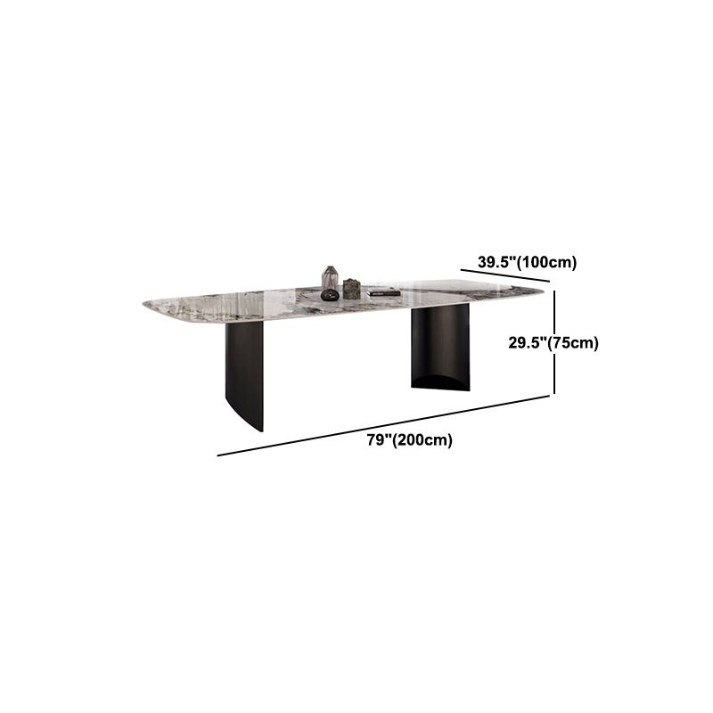 Modern Metal Base Dining Table Stone Rectangle Dining Table for Home Clearhalo 'Dining Tables & Seating' 'Dining Tables' 'dining_table' 'furn' 'furn_dining_table' 'Furniture' 'Kitchen & Dining Furniture' 1200x1200_41320d88-5724-4e30-a0da-7438d48fdcf8