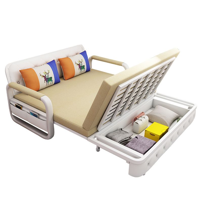 33.46" Wide Linen Sofa Bed Square Arm Sleeper Sofa Convertible Sofa