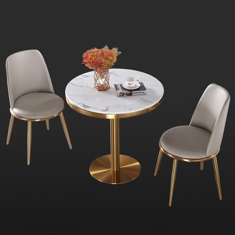 Tavolo da top in pietra in metallo tradizionale tavolo da pranzo rotondo di lusso con base di piedistallo