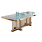 Luxury Sintered Stone Top Dining Table in Blue Rectangle Table with Gold Metal Pedestal Clearhalo ' dining_table' 'Dining Tables & Seating' 'Dining Tables' 'furn' 'furn_dining_table' 'Furniture' 'furniture_dining_table' 'Kitchen & Dining Furniture' 'kitchen&dining_furn' 'kitchen' 'kitchen_dining_table' 1200x1200_413345c4-7db6-4c7c-aaae-485e87e76dcb