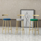 Glam Low Back Dining Stool Metal Armless Bar Stool with Cushion