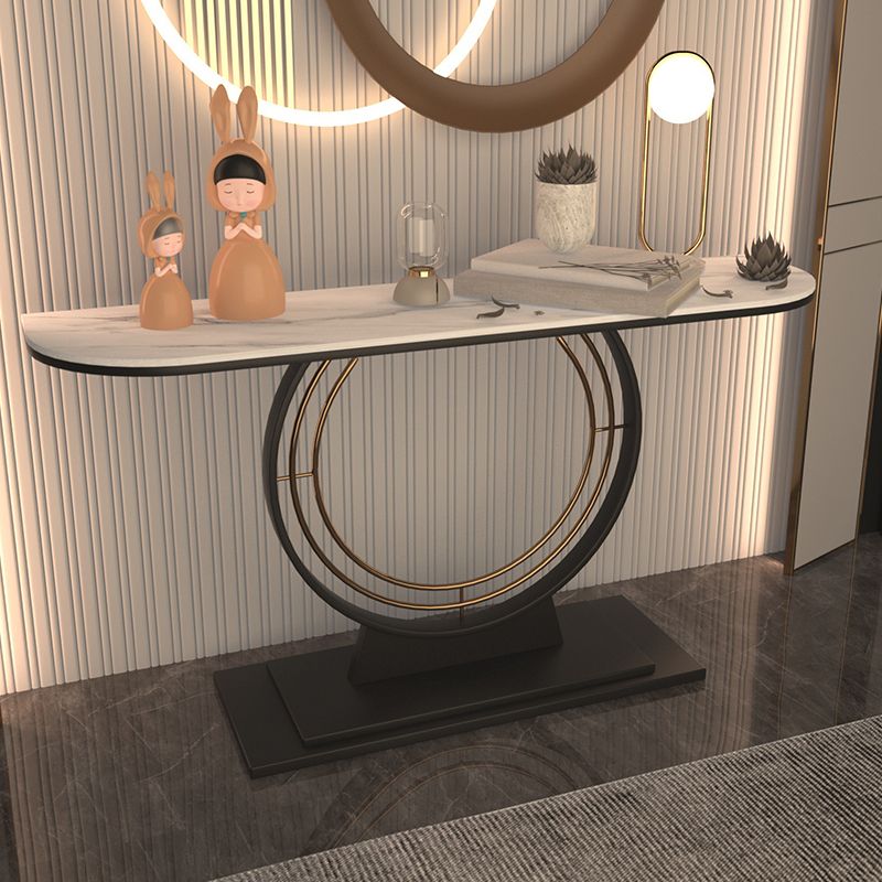 31.5-inch Tall Glam Console Table 1-shelf Stone Accent Table