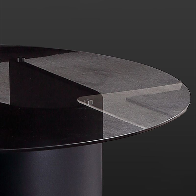 テンペレッドガラストップカクテルテーブルリビングルーム用のコーヒーテーブルラウンドテーブル