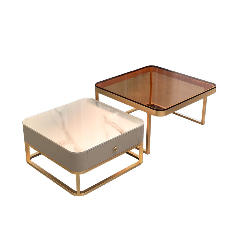 Frame Coffee Table Slate/Glass Top Coffee or End Table with Drawer Clearhalo 'Coffee & Accent Tables' 'Coffee Tables' 'coffee_tables' 'furn' 'furn_coffee_tables' 'Furniture' 'Living Room Furniture' 1200x1200_41392b17-16ff-45fa-8808-6bb6db962018