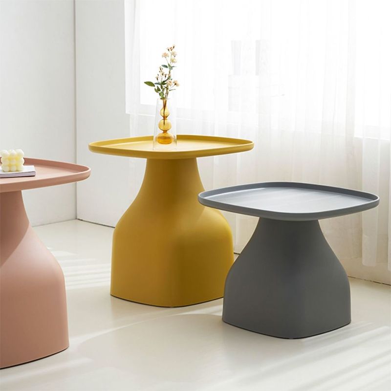 Plastic Tray Top End Table Square Pedestal Side Table - 14.96"/19.69" H