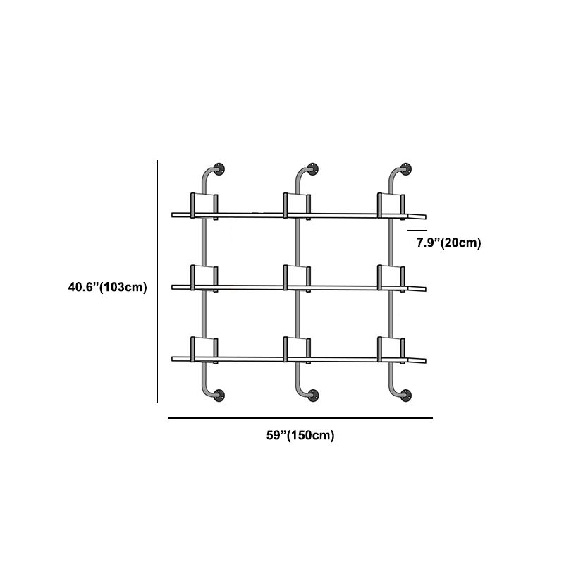 Modern Metal and Wood Bookcase Walnut Floating Bookshelf for Living Room 7.9" W