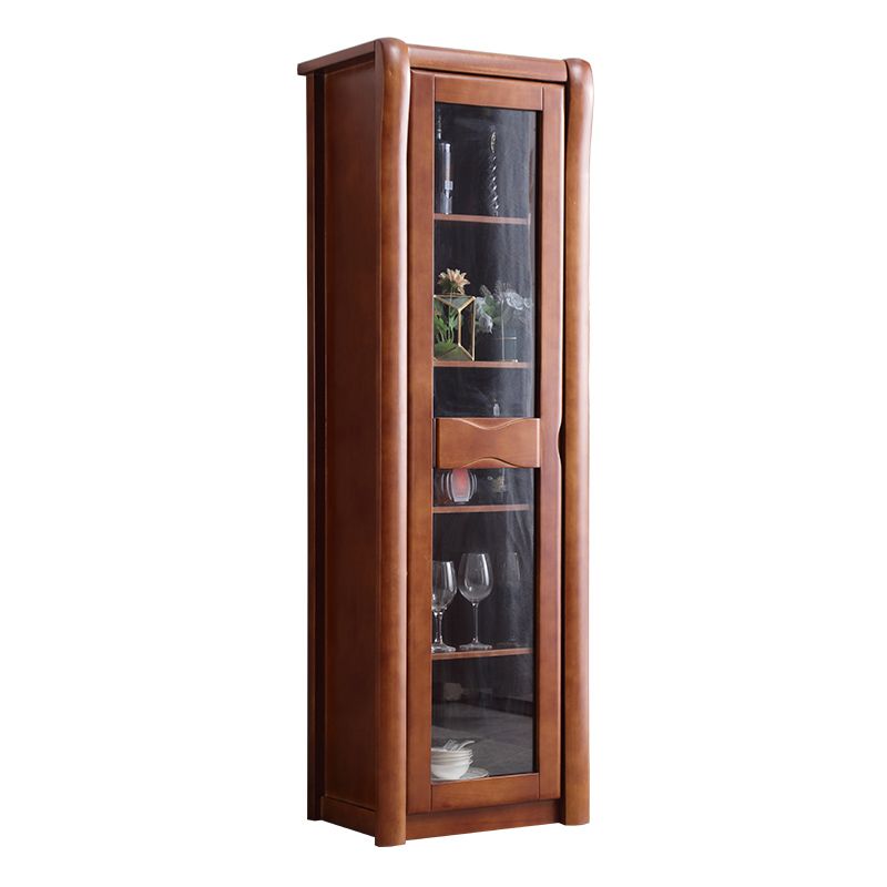 Contemporary Glass Paned Cabinet in Rubberwood 1/2-Door Solid Wood Storage Cabinet Clearhalo 'Cabinets & Chests' 'cabinets_chests' 'furn' 'furn_cabinets_chests' 'Furniture' 'Living Room Furniture' 1200x1200_413c0f48-c75e-4f0b-a018-953e091c43eb