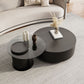 Round Coffee Table Modern Pedestal Nesting Coffee Table Set with 2 Drawers