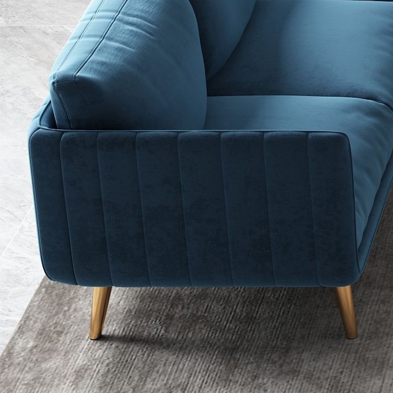 Velvet Nordic Standard Sofa Standard Back Back Square Bras Sapa avec des jambes en laiton