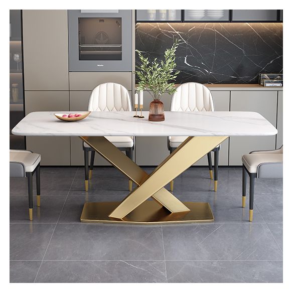 Sintered Stone White Dining Table Simplicity Pedestal Table for Dining Room Clearhalo ' dining_table' 'Dining Tables & Seating' 'Dining Tables' 'furn' 'furn_dining_table' 'Furniture' 'furniture_dining_table' 'Kitchen & Dining Furniture' 'kitchen&dining_furn' 'kitchen' 'kitchen_dining_table' 1200x1200_413fe155-8212-40cf-8e8d-d1e96654e67a