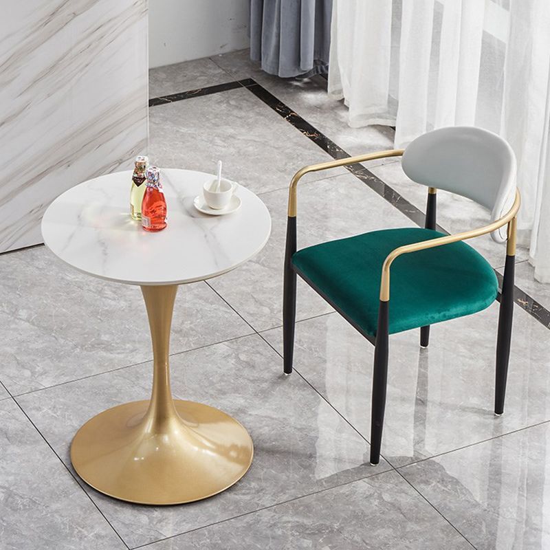 Mesa de comedor de base dorada redonda mesa de comedor de tulipán de piedra glam