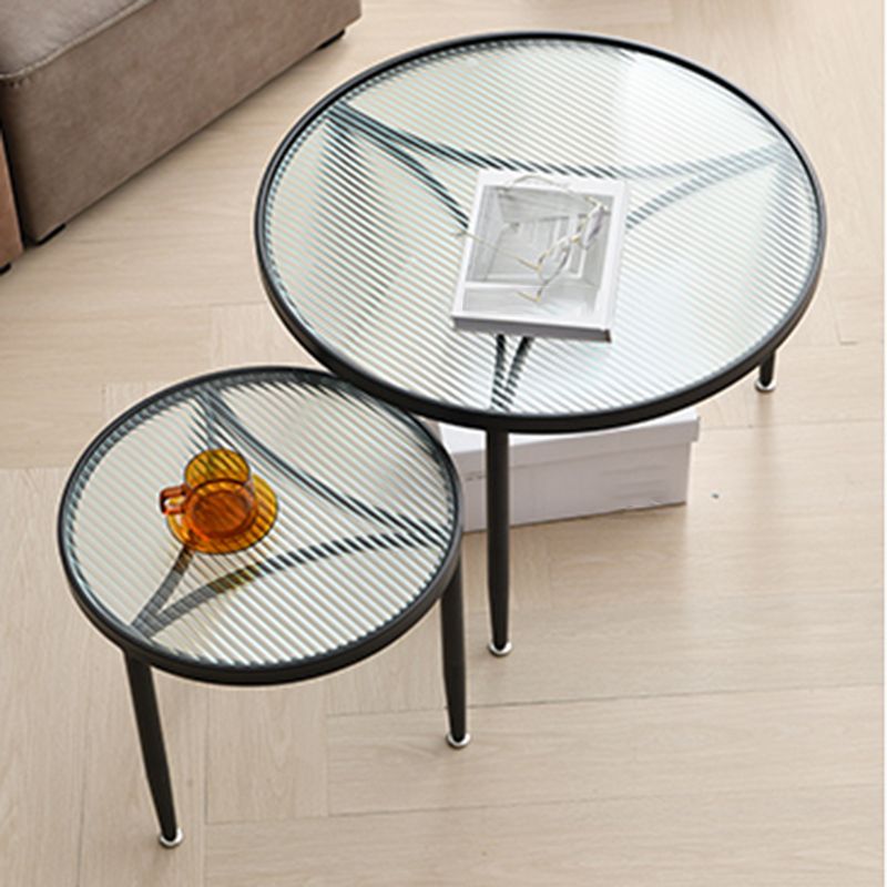 Clear Glass Top Round Coffee Table 3 Legs Cocktail Nesting Table Set Clearhalo 'Coffee & Accent Tables' 'Coffee Tables' 'coffee_tables' 'furn' 'furn_coffee_tables' 'Furniture' 'Living Room Furniture' 1200x1200_41427b41-48ed-4aa0-9374-e5f87ff96adf