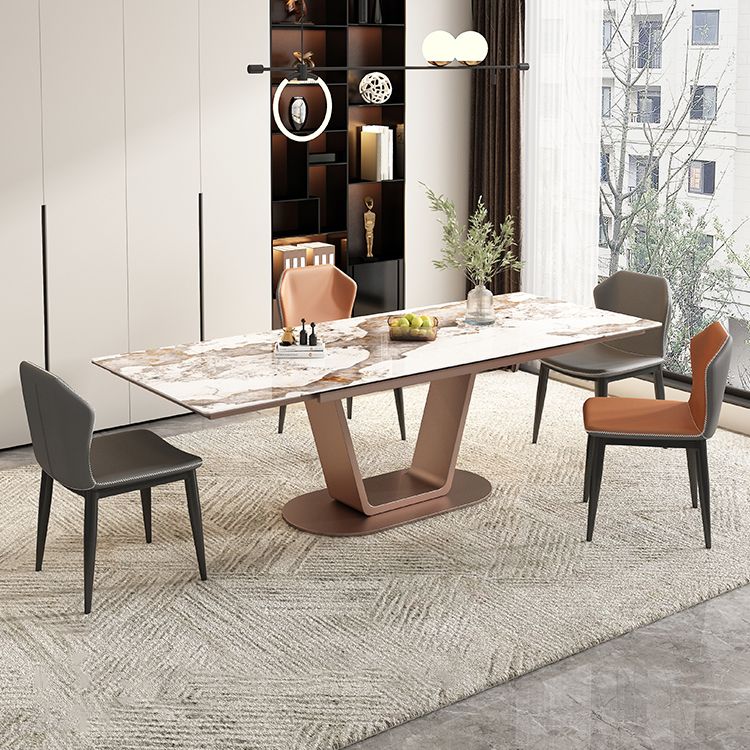 Contemporary 1/4/5/7 Pieces Dining Set Rectangle Dining Table with Pedestal Base Clearhalo 'Dining Room Sets' 'Dining Tables & Seating' 'dining_room_set' 'furn' 'furn_dining_room_set' 'Furniture' 'furniture_dining_room_set' 'Kitchen & Dining Furniture' 'kitchen&dining_furn' 'kitchen' 1200x1200_4145a470-67b2-4f13-a39f-ae8229f0fdc1