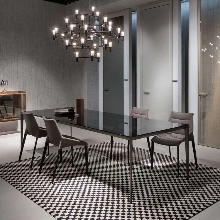 Contemporary Style Tempered Glass Dining Table 4 Legs Aluminum Alloy Base Rectangle Table for Home Clearhalo ' dining_table' 'Dining Tables & Seating' 'Dining Tables' 'furn' 'furn_dining_table' 'Furniture' 'furniture_dining_table' 'Kitchen & Dining Furniture' 'kitchen&dining_furn' 'kitchen' 'kitchen_dining_table' 1200x1200_4147d058-3c9a-4f88-97ec-e362e660c41a