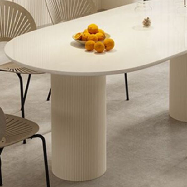 Sintered Stone Luxury White Table Oval Dining Table with Double Pedestal Clearhalo 'Dining Tables & Seating' 'Dining Tables' 'dining_table' 'furn' 'furn_dining_table' 'Furniture' 'furniture_dining_table' 'Kitchen & Dining Furniture' 'kitchen' 'kitchen_dining_table' 1200x1200_414a0a7d-cc95-48ac-988f-cc3cd01b65c4