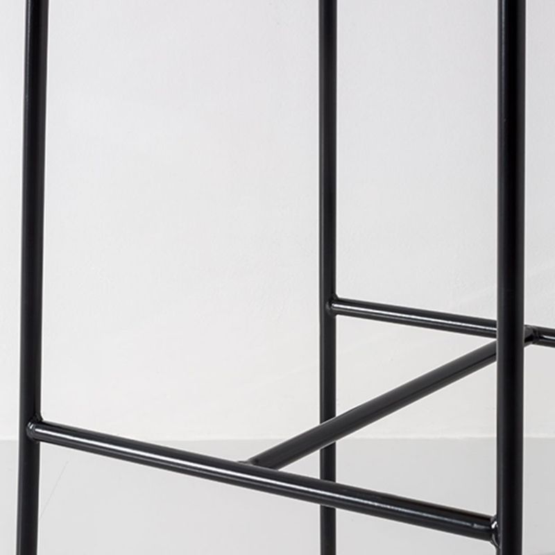 Contemporary Wooden Backrest Counter High Stool with Metal 4 Legs