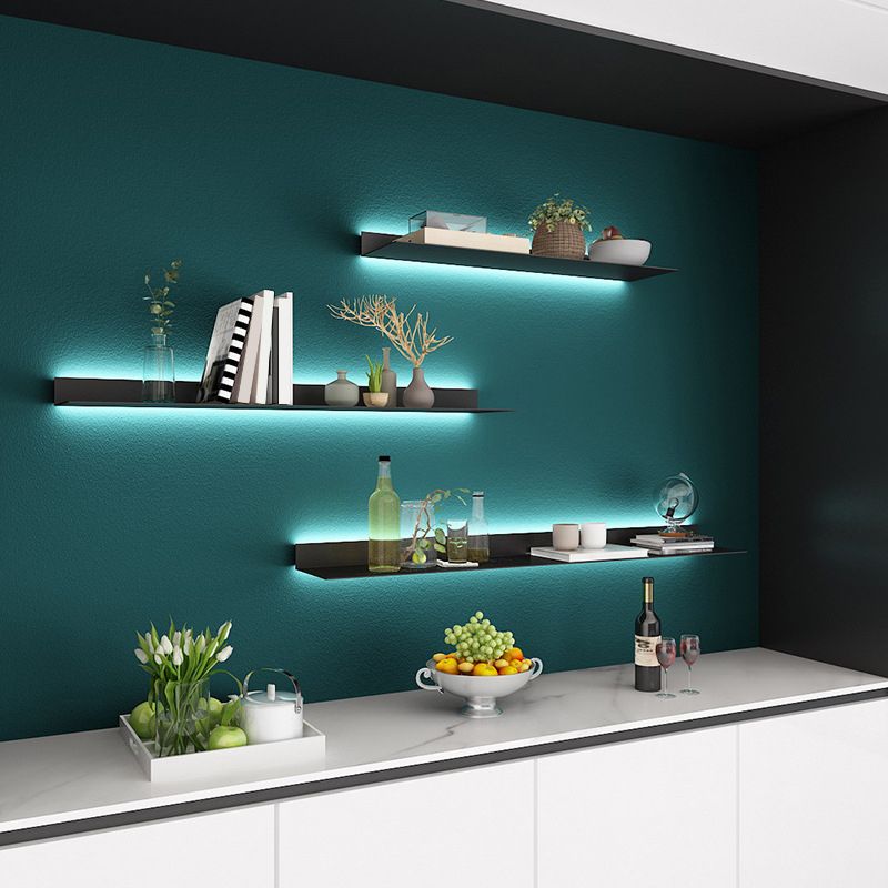 Modern Metal Floating Bookcase 2.36" H Living Room Book Shelf