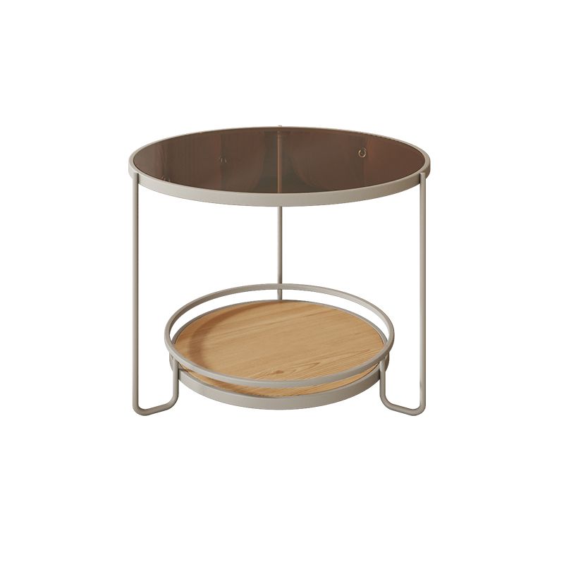 Round Minimalist Coffee Table Glass Top Steel Coffee Table for Living Room Clearhalo 'Coffee & Accent Tables' 'Coffee Tables' 'coffee_tables' 'furn' 'furn_coffee_tables' 'Furniture' 'Living Room Furniture' 1200x1200_414bba81-65d3-4e55-9007-5dbdbd4fd5c1