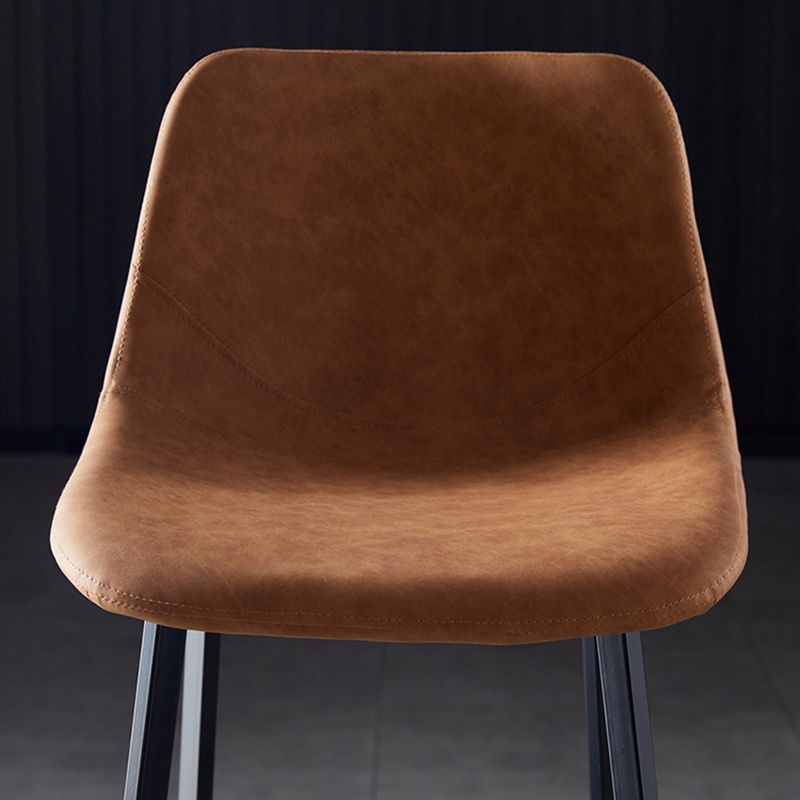 Modern Armless Backrest Counter Stool Iron Household Bar Stool with Leather Cushion Clearhalo 'Bar Furniture' 'Bar Stools' 'bar_stools' 'furn' 'furn_bar_stools' 'furniture_bar_stools' 'Kitchen & Dining Furniture' 'kitchen&dining_furn' 'kitchen' 'kitchen_furn' Furniture' 1200x1200_414c5e1a-e3e1-44f3-8728-6797f83b9d1e