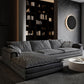 Stain-Resistant Dark Gray Contemporary Square Arm Solid Wood Sofa