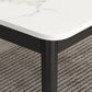 Mesa de comedor rectangular de lujo Tapa de piedra sinterizada blanca con 4 patas de hierro