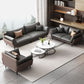 Gray Faux Leather Sofa 31.49" High Square Arm Sofa with Pillows