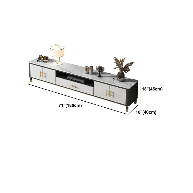 Console de télévision de rangement fermé de style glam de style glamour avec armoire