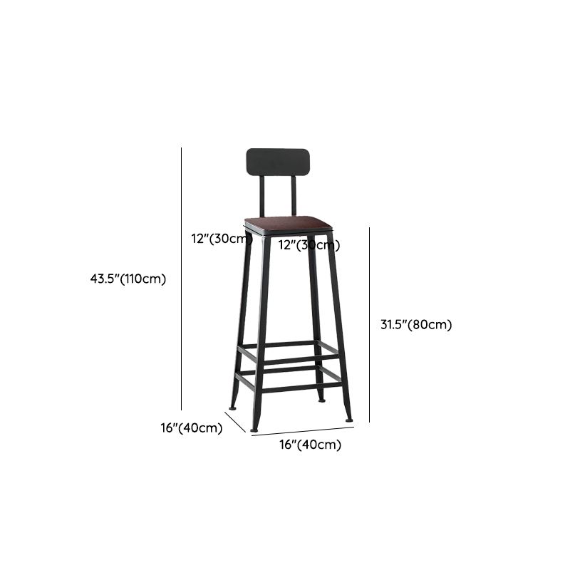 Contemporary Square Dining Stools Metal Bar Stools with Footrest