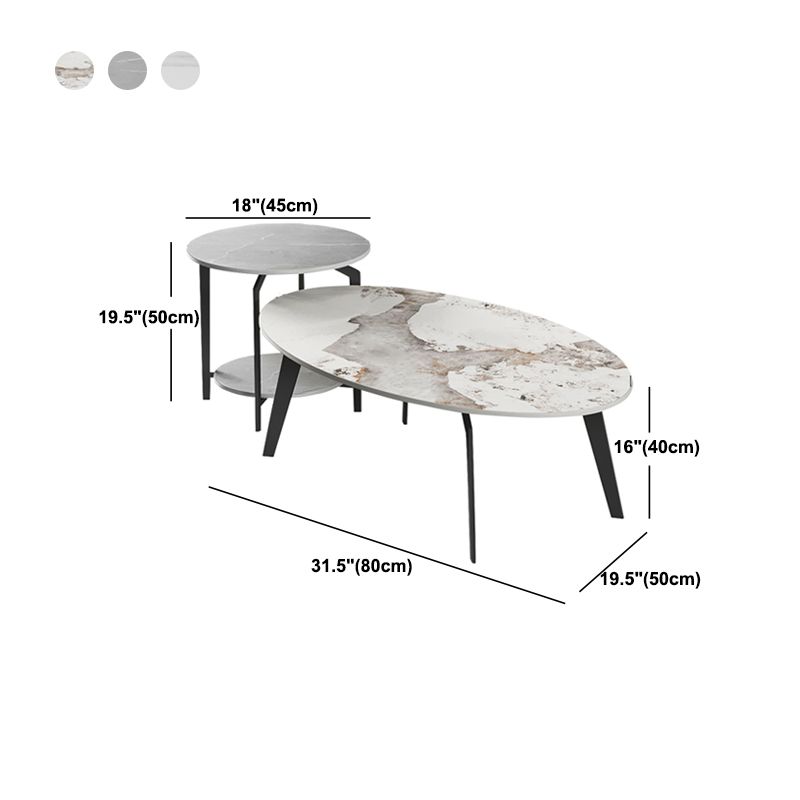 2 Nesting Slate Coffee Table Set Oval Coffee Table with Storage Clearhalo 'Coffee & Accent Tables' 'Coffee Tables' 'coffee_tables' 'furn' 'furn_coffee_tables' 'Furniture' 'Living Room Furniture' 1200x1200_4156b18f-a547-4a73-b9ac-b16df17aedeb