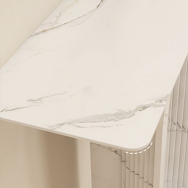 Glam Console Table Rectangle Stone Accent Table , 12 inch Width